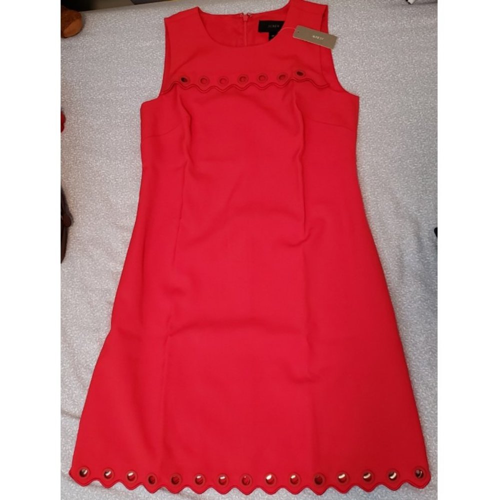 J. Crew Red Sleeveless Grommet Dress